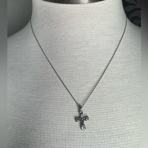 Tiny Silver Cross Pendant Necklace